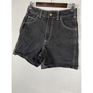 Dickies Denim Carpenter Shorts Women 29 Black High Waist Contrast Stitch Utility